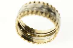 14K Yellow Gold Art Deco Two Tone Ornate Wedding Band Ring