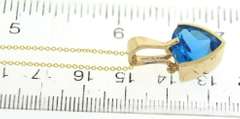 Charming Trillion Blue Topaz Yellow Gold Necklace