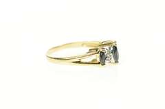 14K Yellow Gold Marquise Sapphire Diamond Accent Statement Ring