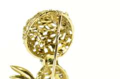 18K Yellow Gold 1960's Diamond Turquoise Stylized Baby Bird Pin/Brooch