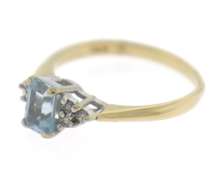 Beautiful Emerald Cut Aquamarine and Diamond Ring