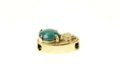 14K Yellow Gold Victorian Green Cabochon Slide Bracelet Charm/Pendant
