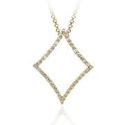 18K Gold over Sterling Silver CZ Open Square Pendant
