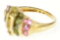 10K Yellow Gold Graduated Yellow & Pink Topaz Tourmaline Ring