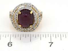 Absolutely Ravishing Massive 14.0CTS Cabochon Star Ruby & Topaz Ring in Vermeil