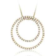 18K Gold over Sterling Silver 4/5ct CZ Double Circle Eternity Pendant