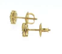 Elegant Diamond Cluster Yellow Gold Earrings