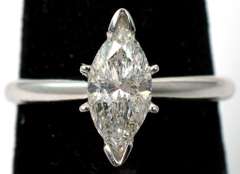 Large Marquise Diamond Solitaire Ring, 14KT