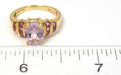 Charming Amethyst & Tourmaline Ring in 14KT Yellow Gold