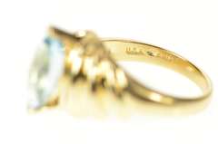 14K Yellow Gold Marquise Blue Topaz Ornate Cocktail Ring