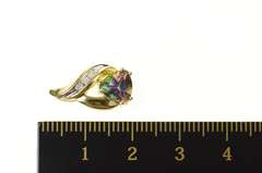 10K Yellow Gold Trillion Mystic Topaz Diamond Accent Pendant