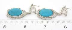 Inspiring 16.05CTW Turquoise & Diamond Dangle Earrings in Sterling Silver