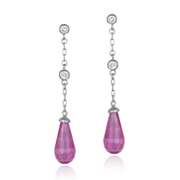 Sterling Silver Pink & White CZ Teardrop Earrings