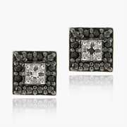 Sterling Silver .13ct. TDW Black Diamond Square Stud Earrings