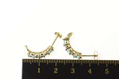 14K Yellow Gold Blue Topaz Diamond Accent Semi Hoop Earrings
