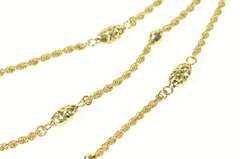 10K Yellow Gold Rope Link Tiered Beaded Statement Chain Necklace