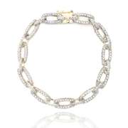 18K Gold Plated 1ct Diamonds Rectangle & Bar Link Bracelet