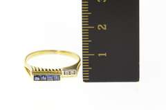14K Yellow Gold Princess Sapphire Diamond Accent Retro Band Ring