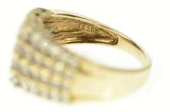 10K Yellow Gold Squared Diamond Pave Tiered Cluster Band Ring