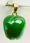 Vintage 10K Green Jade Apple Pendant