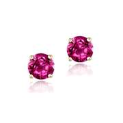 Sterling Silver .7ct Created Ruby Stud Earrings, 4mm