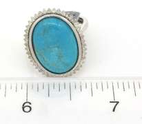 Stunning Turquoise & Diamond Ring in Sterling Silver