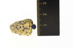 14K Yellow Gold Pave Diamond Sapphire Jaguar Leopard Ring