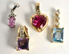 Group of 4 Colored Stone Pendants