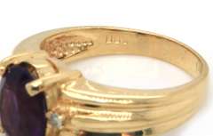 Sumptuous 14kt YG Oval Amethyst & Diamond Accents Ring