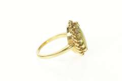 14K Yellow Gold Natural Opal Retro Statement Cocktail Ring