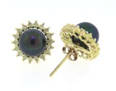 Stunning Black Pearl and Diamond Halo Earrings