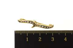 14K Yellow Gold Victorian Seed Pearl Wavy Swirl Floral Pin/Brooch