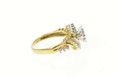 10K Yellow Gold Diamond Inset Retro Bypass Statement Ring