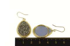 14K Yellow Gold Pear Smoky Druzy Ornate Statement Earrings