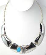 Large Wonderful Vintage Sterling Silver and Turquoise Necklace