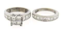 Sparkling Princess Cut Diamond Wedding Set