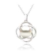 Sterling Silver Freshwater Cultured Pearl Flower Necklace