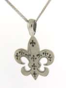 Elegant 14kt WG Fleur De Lis Pendant on Chain Necklace
