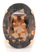 Glowing 14kt YG Large Oval Smokey Quartz Ring