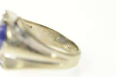 14K White Gold Retro 1960's Blue Syn. Star Sapphire Diamond Ring