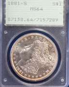 1881 S PCGS Rattler MS 64 Morgan Dollar