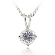 Silver Tone 2ct CZ Round Solitaire Necklace, 8mm