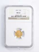 MS62 1857 $1.00 Indian Princess Head Gold Dollar - Graded NGC