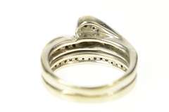 14K White Gold 0.59 Ctw Diamond Wavy Engagement Bridal Set RIng