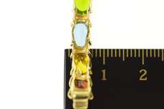 14K Yellow Gold Amethyst Garnet Blue Topaz Bar Chain Bracelet