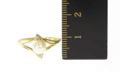 14K Yellow Gold Diamond Accent Pearl Classic Statement Ring