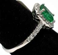 Traditional Emerald & Diamond Ring, Platinum