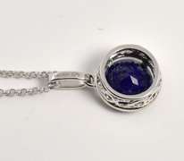 Vibrant Lapis & Diamond Pendant Necklace in 14k WG