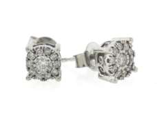 Dazzling White Gold Diamond Cluster Earrings