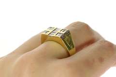 18K Yellow Gold 1.80 Ctw Baguette Squared Men's Statement Ring